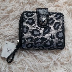 Coach small wallet, leopard print